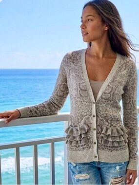 Leifsdottir Gray Floral Cardigan